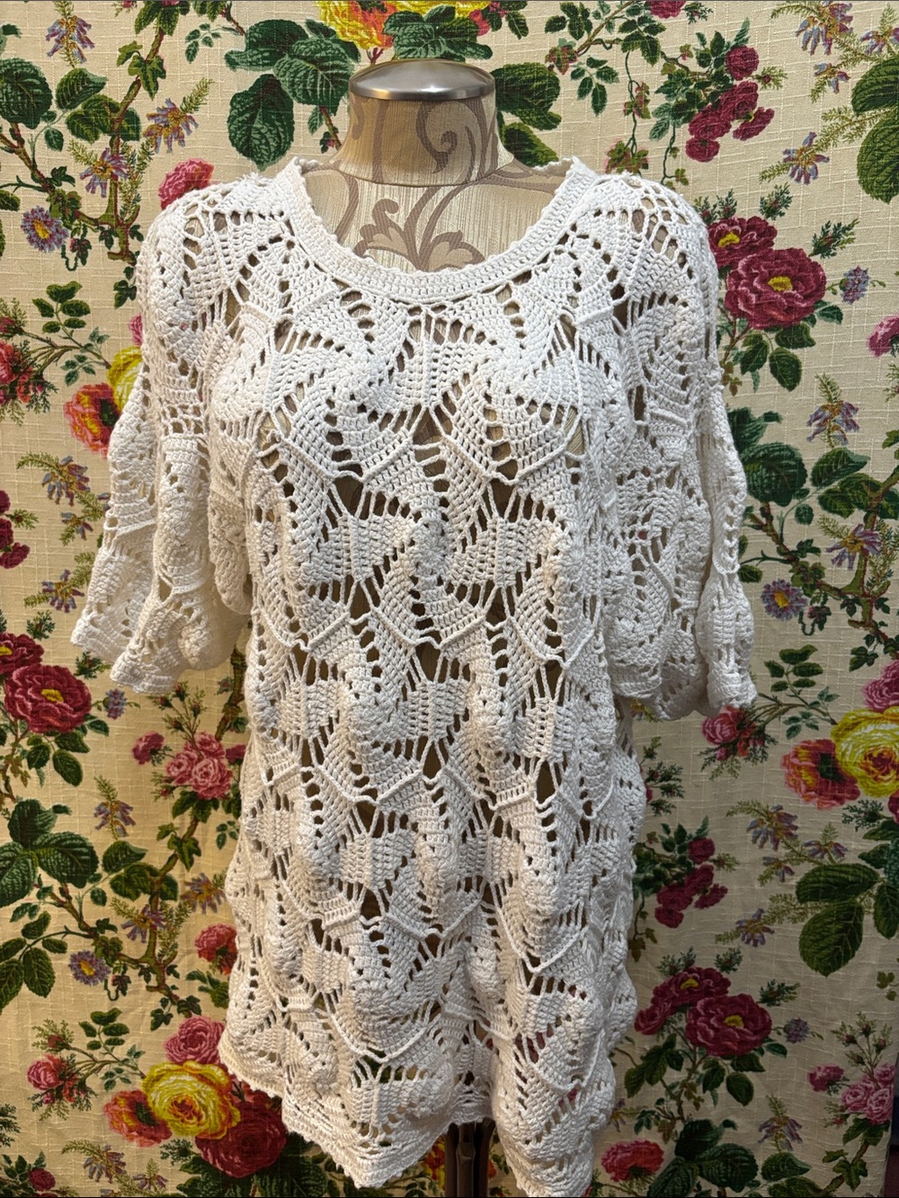 Vintage 1990's Crocheted Sweater One Size Fits Most